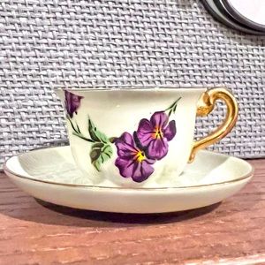 Tiny Vintage Ridgewood Translucent China Tea Cup and Saucer